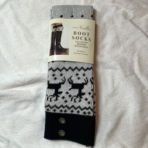 Boot Socks Holiday Reindeer Button Design on Tops. One Size Fits Most very cute!